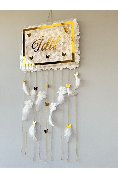 renkli mi renkli tasarım dünyası Bebek kapı süsü çiçekli gold kişiye özel isimli bebek odası dekorasyon