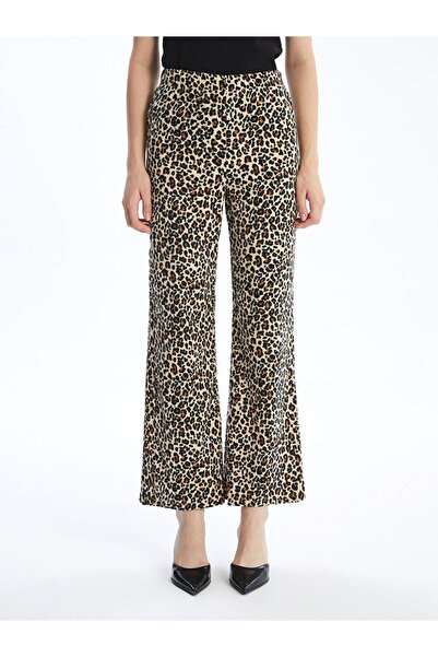 LC Waikiki Leopard Print Women's Trousers with Elastic Waist