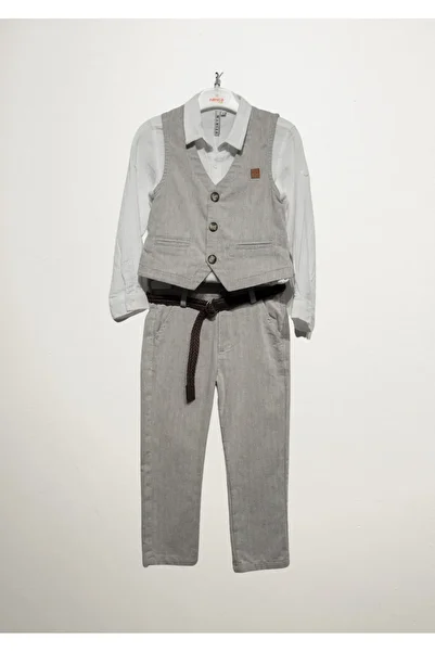 NANİCA Boy's Vest 3-Piece Set, Ages 3-8, Gray