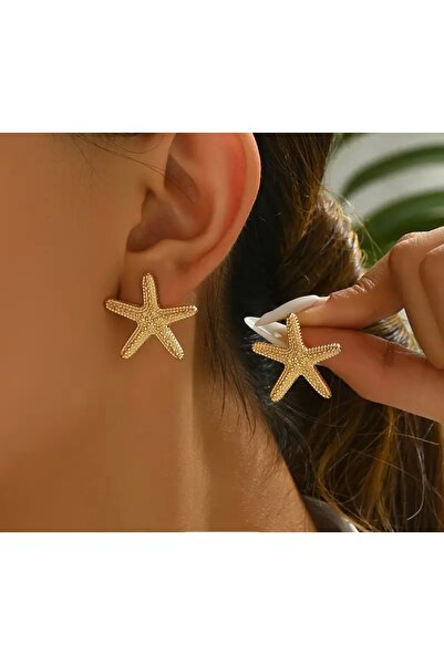 NO BRAND Deniz yıldızı şeklinde gold küpe