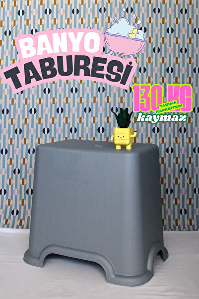 saral plastik Banyo Taburesi Gri Renk