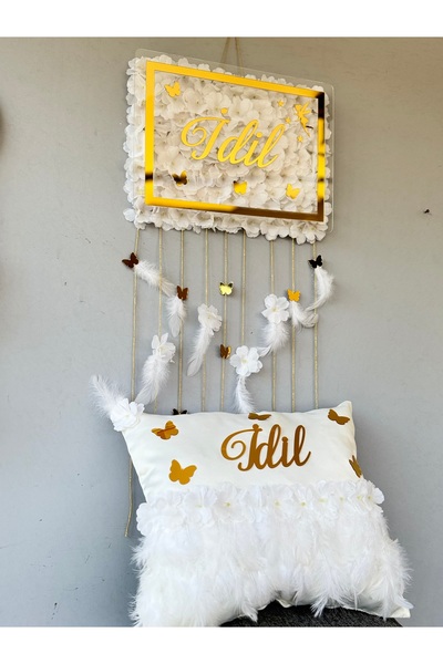 renkli mi renkli tasarım dünyası Bebek mavi çiçekli gold kişiye özel isimli b...