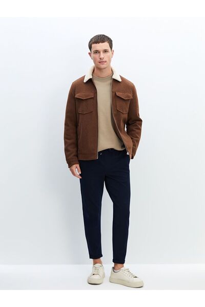 LC Waikiki Standart Kalıp Gömlek Yaka Erkek Kaşe Mont