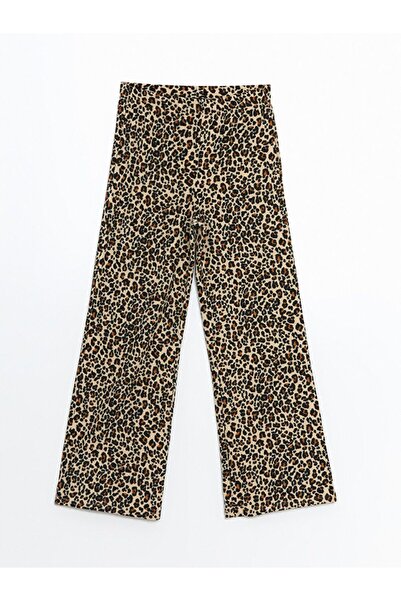 LC Waikiki Leopard Print Women's Trousers with Elastic Waist