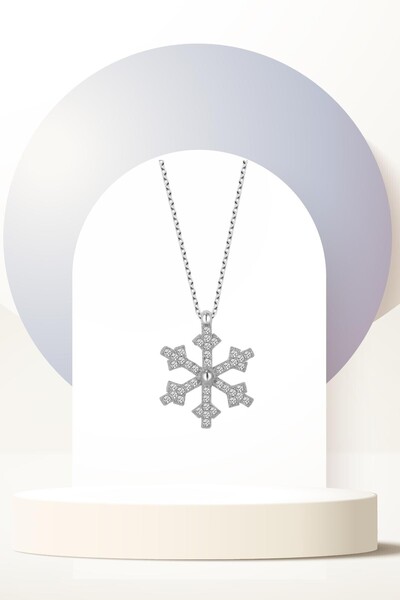 Swaroski Zirconia Stone Snowflake Silver Necklace |   Unique and Detailed Craftsmanship