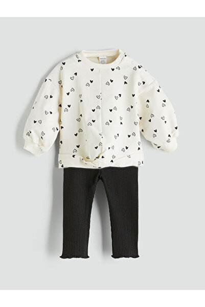 LC Waikiki Create Your Style with Uzg Store |   Crew Neck Baby Girl Sweatshirt and Leggings 2-Piece Set