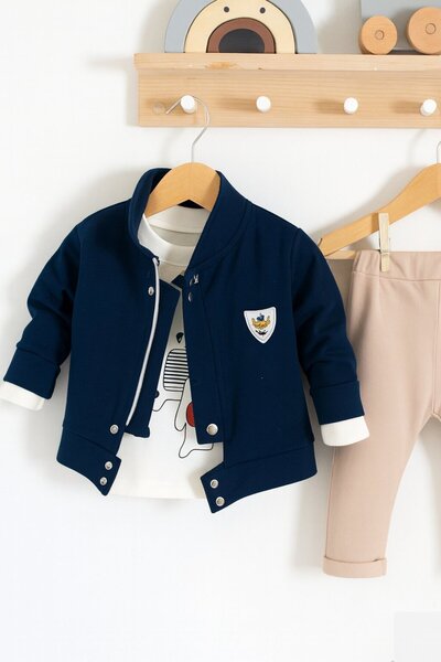 Kids Kingdom 3-Piece Baby Boy Set with Cotton Jacket
