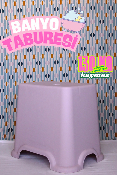 saral plastik Banyo Taburesi Pudra Rengi