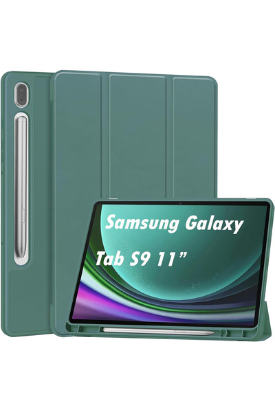 OEM Husă pentru Samsung Galaxy Tab S9 11 inch cu suport pentru pix, verde închis