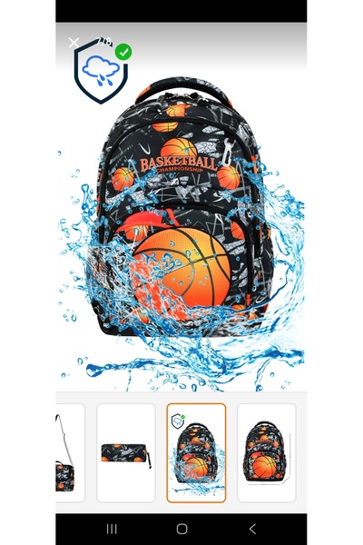 YKLİFE Basketball Ball Patterned 3-Piece Primary School Backpack