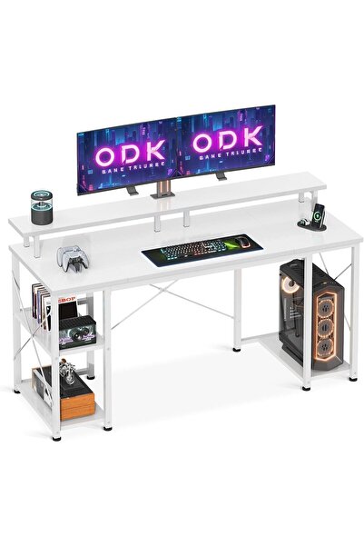 OEM Metal and MDF gaming desk with reversible shelf White, 120 x 50 x 86.5 CM