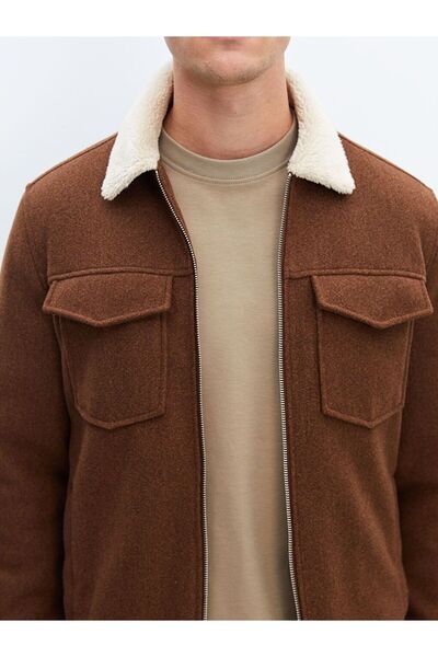 LC Waikiki Standart Kalıp Gömlek Yaka Erkek Kaşe Mont