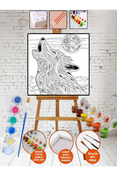 Elittablo Kanvas Mandala Kurt Boyama 25x35 Tuval Boya Seti Çocuk Hobi