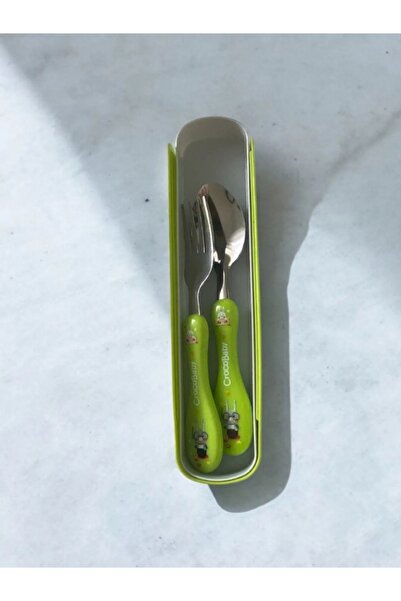 BuNeBox Children's Silicone Handle Figured Metal Tip Spoon and Fork - Food Spoon School Lunch Box Set