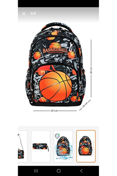 YKLİFE Basketball Ball Patterned 3-Piece Primary School Backpack