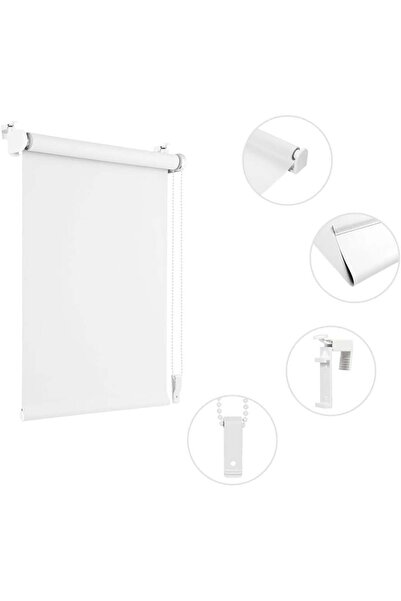 OEM Interior roller blind, without drilling, heat-protective, 45x130cm (fabric width 41 cm) white