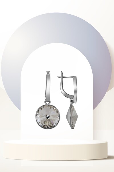 Swaroski Women's White Dangle Silver Earrings with Zirconia Crystal Stone |   Elegant and Dynamic White Earrings