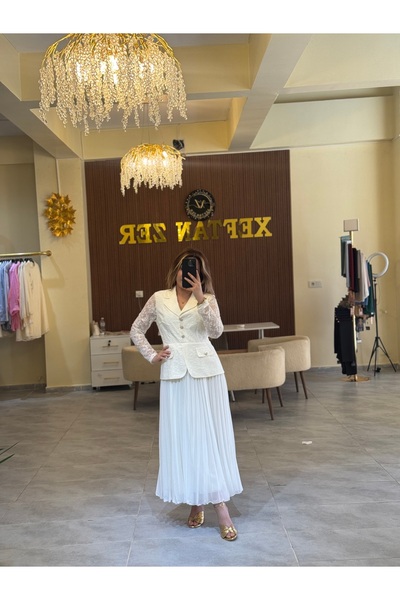 Xeftan zer Beyaz elbise nikah ve özel günler için