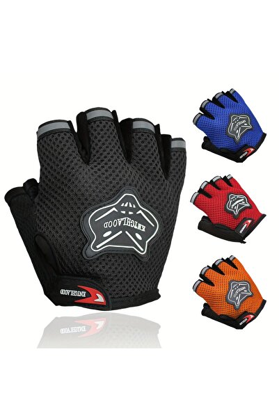 FIXATO Cycling Gloves for Bike and Fitness with Palm Protection, Breathable Material, Universal Size, Red