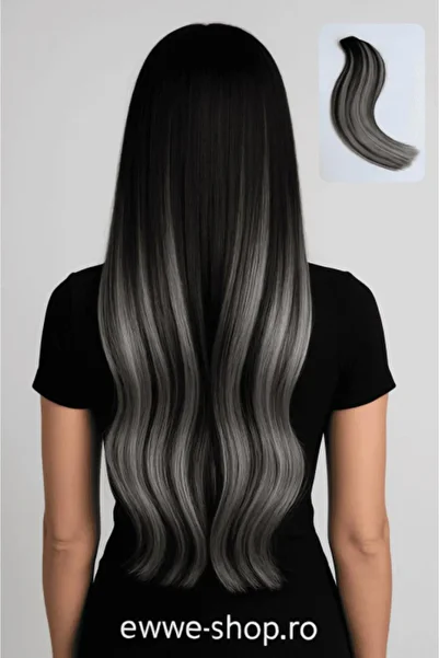 EWWE Extensii Tape In Par Remy 60 Cm Ballayage Negru/Gri
