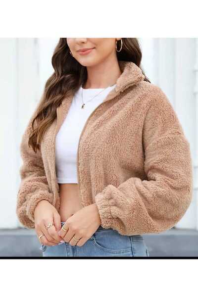 Pupa Kolları-Beli Lastikli Peluş Ceket Hırka