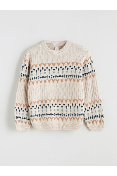 LC Waikiki LCW Kids Crew Neck Patterned Boys' Knitwear Sweater