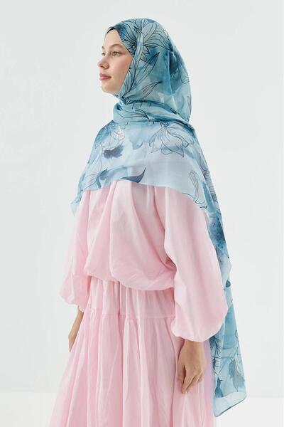 EM&FA TEKSTİL Lily Pattern Moon Shawl 95X187 Size