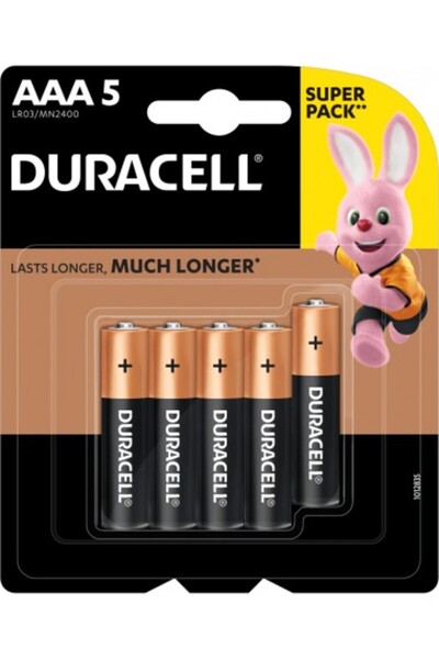 Duracell Baterii R3 de bază, alcaline AAA, 5 buc.