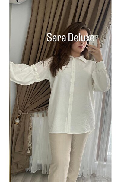 Sara Deluxe Krem Rengi Mira Gömlek