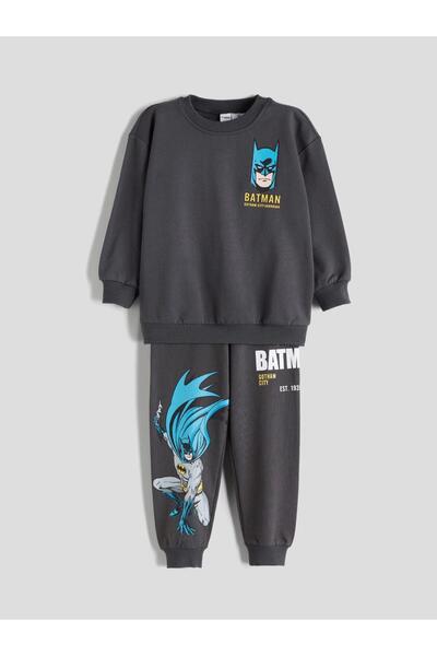 LC Waikiki LCW Kids Bisiklet Yaka Batman Baskılı Erkek Çocuk Eşofman Takım