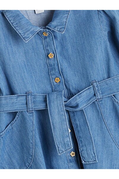 LC Waikiki LCW Kids Gömlek Yaka Kız Çocuk Jean Elbise