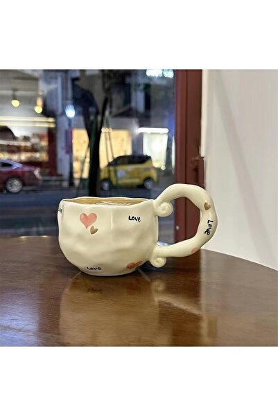 CAPIJIONG Hand Drawn Ceramic Couple Cup, Home Breakfast, Milk, Coffee, Mug-Great Love