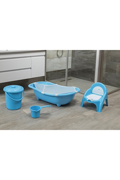 CEZVE HOME 5'li Set Fileli Yenidoğan Küvet, Banyo Seti