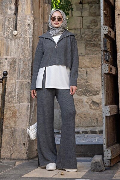 Hazamoda طقم أورا ثلاثي مودال باللون الرمادي