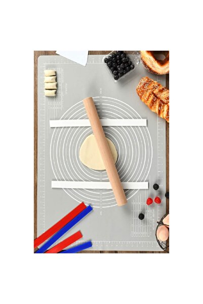 mucit home Hamur Açma Matı Silikon Yoğurma Matı Gri Hamur Matı Pasta Fırın Altlığı Çok Amaçlı Siliko