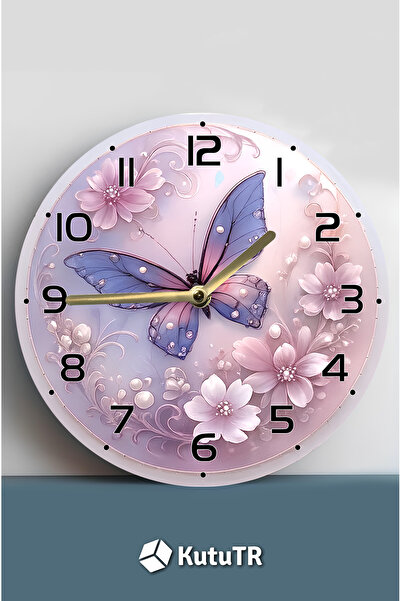 kutuTR Romantic & Aesthetic Design Mdf Wall Clock – 33X33 cm Sdw376