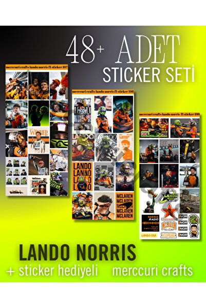 merccuri crafts مجموعة ملصقات لاندو نوريس (48+ قطعة عالية الجودة) - دفتر ملاحظات، مفكرة، كمبيوتر محمول، فورمولا 1، F1