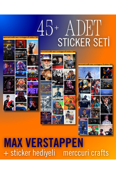 merccuri crafts مجموعة ملصقات ماكس فيرستابن (45+ قطعة عالية الجودة) - دفتر ملاحظات، مفكرة، كمبيوتر محمول، فورمولا 1، F1