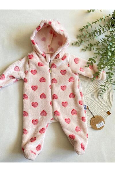 mediionline İÇİ,DIŞI PELUŞ YUMUŞACIK KALP DESENLİ PATİKLİ KIZ BEBEK TULUM, AS...