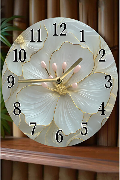 kutuTR ساعة حائط أنيقة من MDF بنمط زهور - 33x33 سم SDW380
