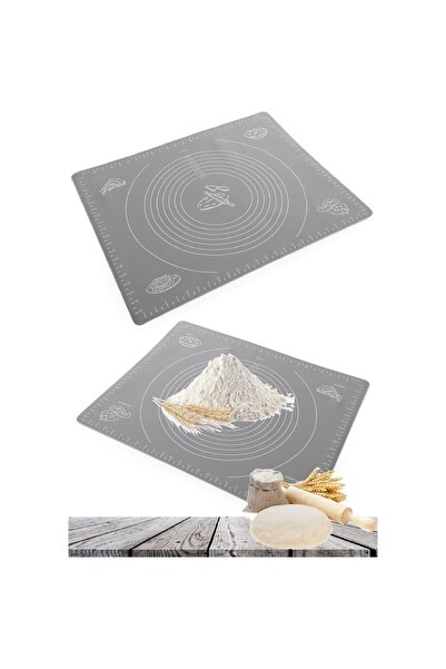 mucit home Hamur Açma Matı Silikon Yoğurma Matı Gri Hamur Matı Pasta Fırın Altlığı Çok Amaçlı Siliko