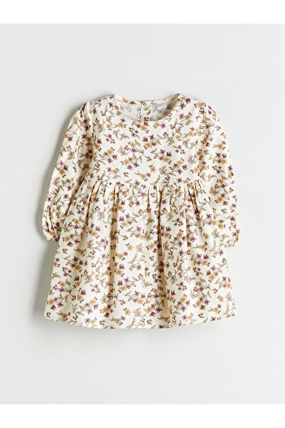 LC Waikiki Lcw Kids Crew Neck Long Sleeve Patterned Girls' Dress and Sweater 2-Piece Set