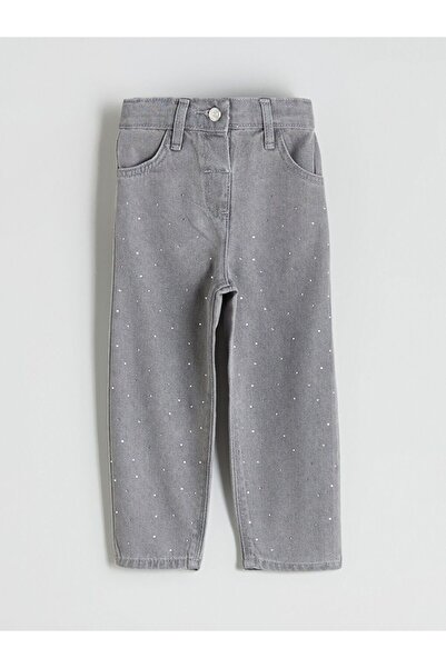 LC Waikiki LCW Kids Beli Ayarlanabilir Lastikli Taşlı Kız Çocuk Jean Pantolon