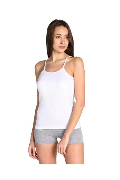 Stars Underwear Women's White Tank Top with Rope Straps, Flexible, 6 Pieces Cotton