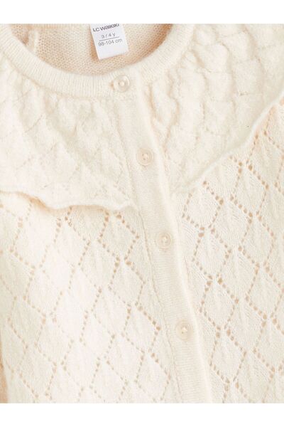 LC Waikiki Lcw Kids Crew Neck Openwork Girl's Knitwear Cardigan