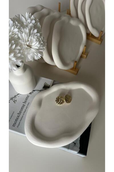 NUNU DESİGN Dekoratif Dalgalı Oval Form Tabak | 24 CM