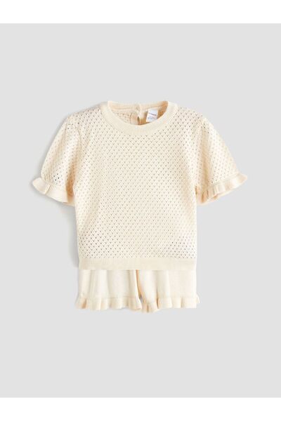 LC Waikiki Lcw Kids Crew Neck Girls' Blouse and Shorts 2 Pack