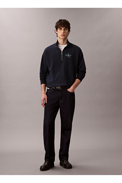 Calvin Klein Ανδρικό φούτερ με φερμουάρ και γιακά τζιν Navy Blue LV04RD236GCEF LS PREMIUM TERRY MICR