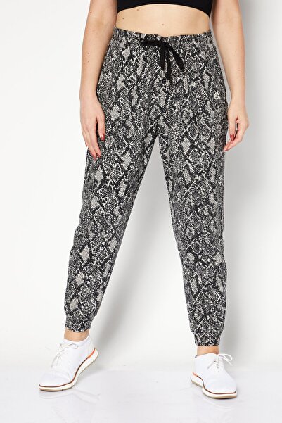 Michael Kors Women Straight Leg Animal Print Jogger Pants, Black