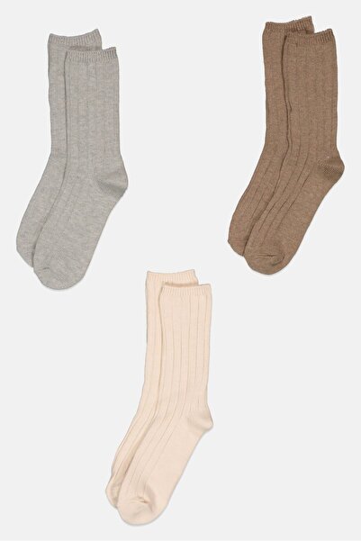 CLARKS Women 3 Pairs Textured Crew Socks, Multicolor